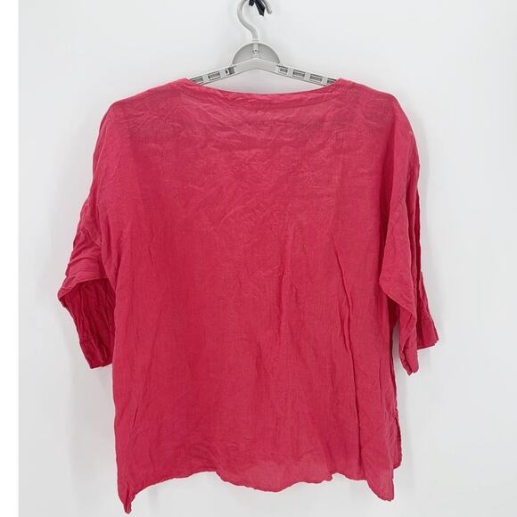 Eileen Fisher Linen Drawstring Waist Top size 1X peachy pink color Flowy summer - Picture 2 of 6